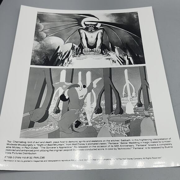 Disney Fantasia Press Photos Set Of 4 1990 Black and White Glossy - Picture 8 of 13